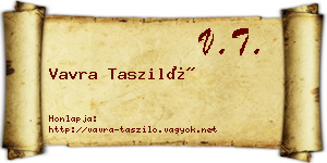 Vavra Tasziló névjegykártya